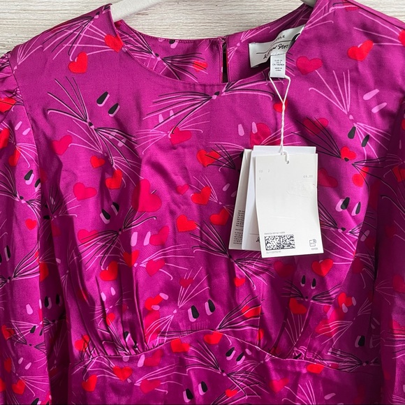 & Other Stories Blouse. Heart & Cat print. Size 2. - Picture 2 of 4